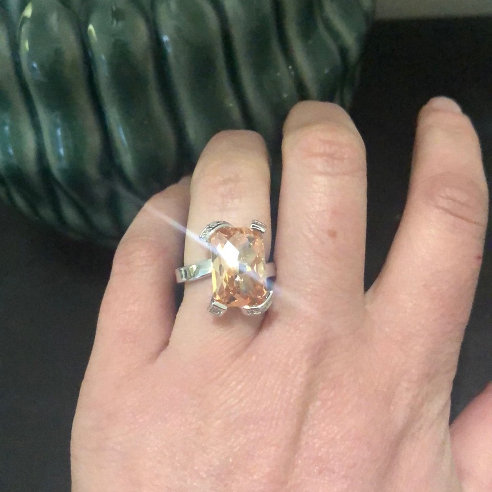 Stunning solitaire champagne stone ring